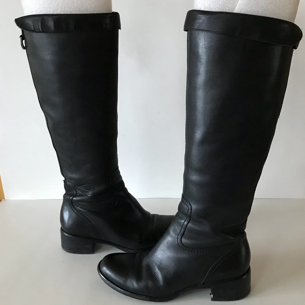 Franco Sarto L Bundt Black Leather Boots 5.5M